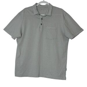 Patagonia Polo Shirt Men Large Gray Short Sleeve Striped Collared Cotton Outdoor